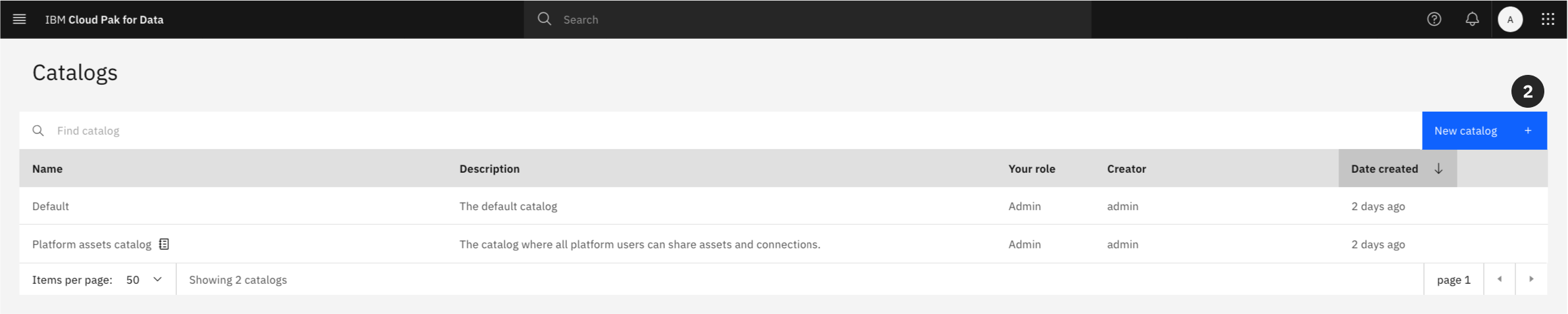 New Catalog Button