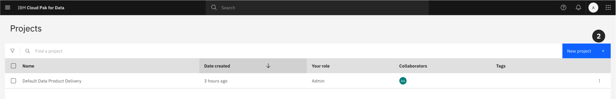 New Project Button