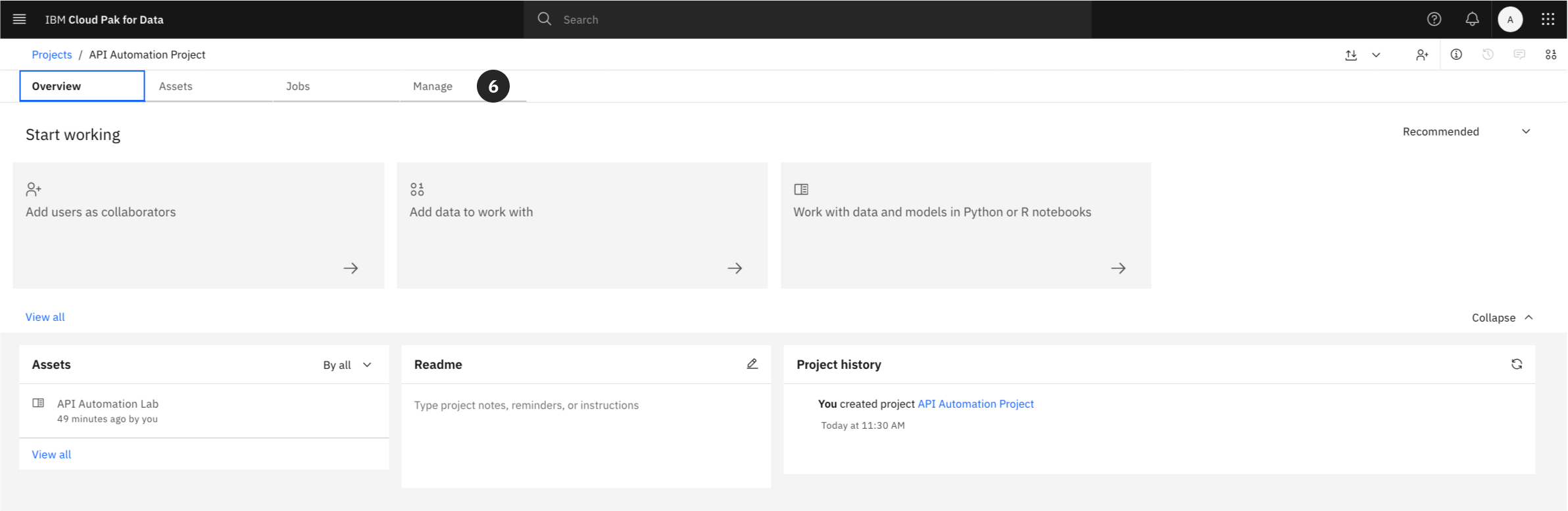 Project Manage Tab